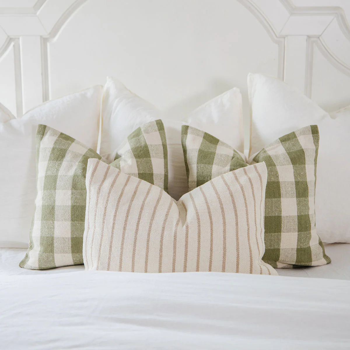 WOVEN NATURAL PINSTRIPE PILLOW COVER