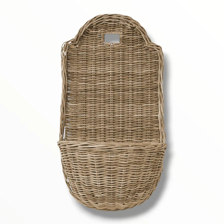 GREY RATTAN WALL PLANTER