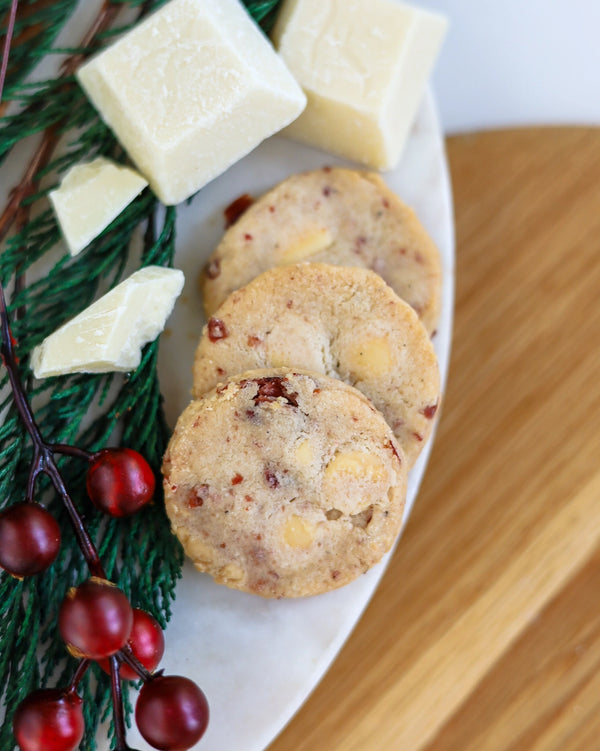 WHITE CRANBERRY CHOCOLATE SHORTBREAD
