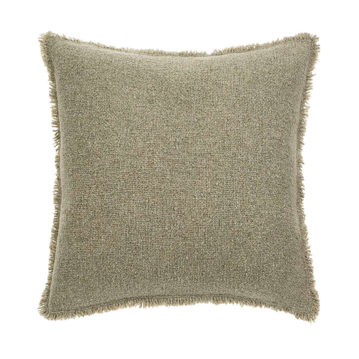 FRINGED BOUCLE PILLOW SAGE GREY