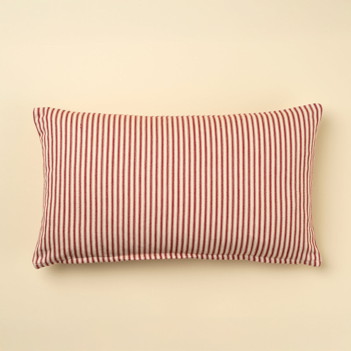 RED TICKING LUMBAR PILLOW