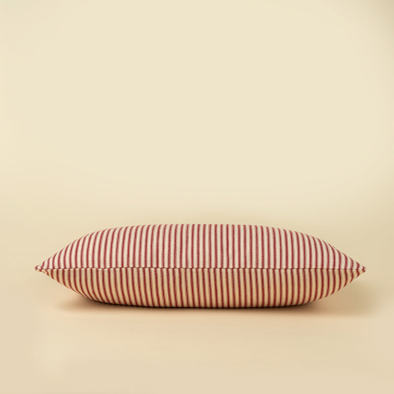 RED TICKING LUMBAR PILLOW