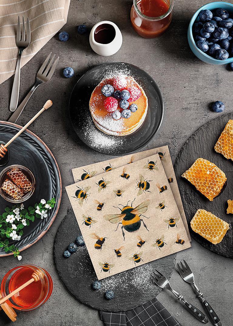 DANCING BEES COCKTAIL PAPER NAPKINS