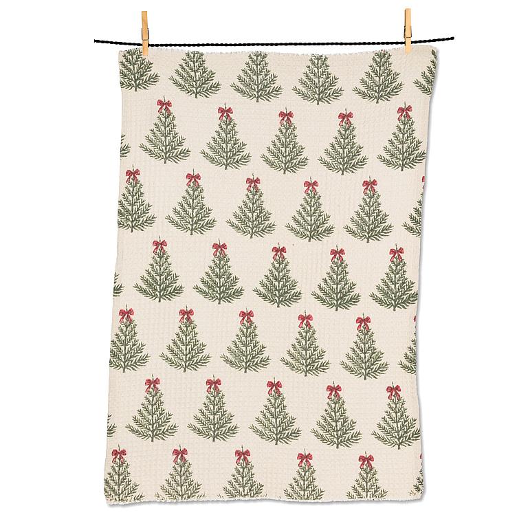 CHRISTMAS TREE W/ BOWS COTTON TEA TOWEL