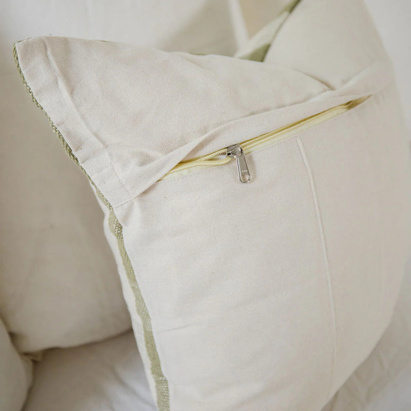 WOVEN OLIVE GREEN GINGHAM PILLOW COVER