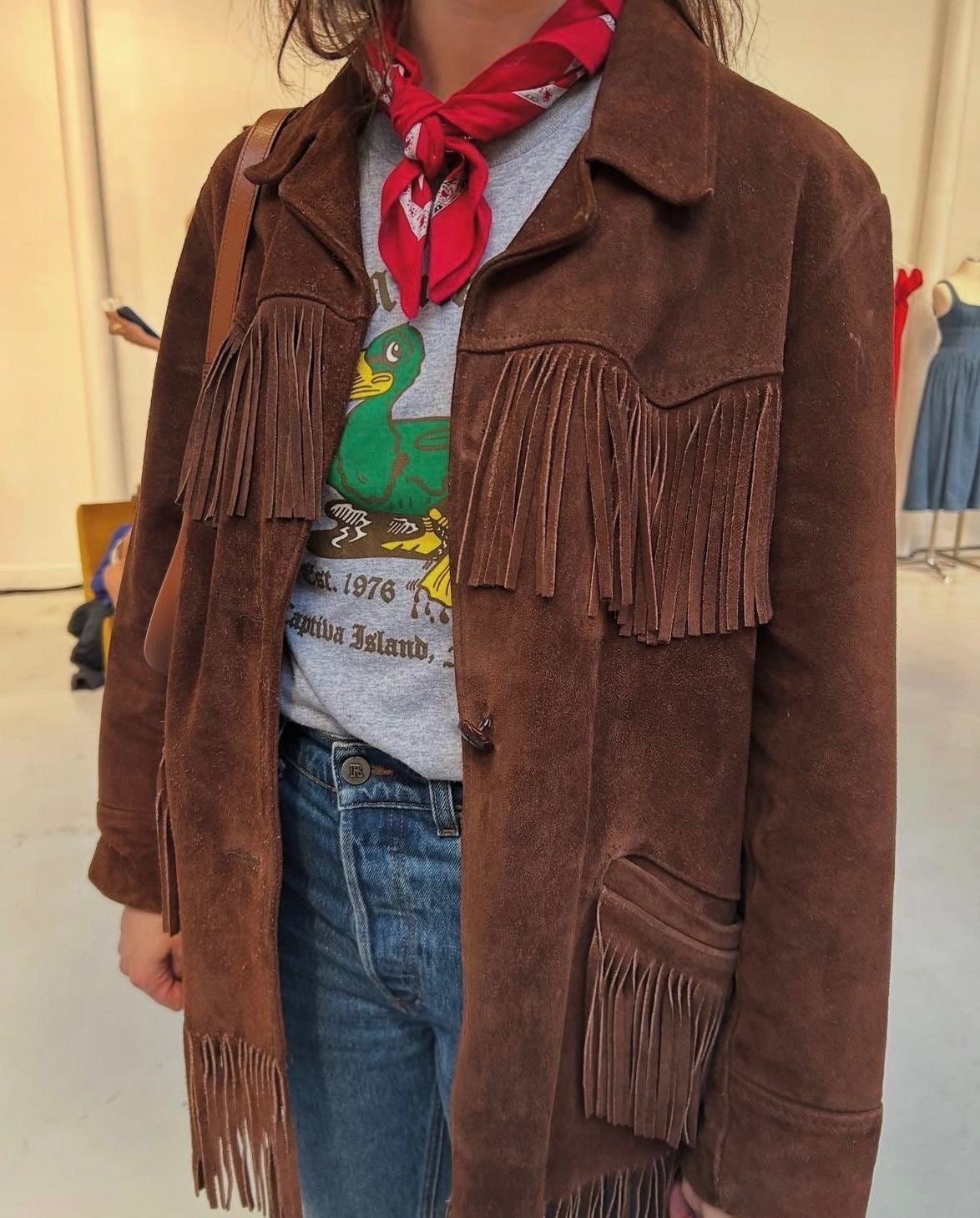 VINTAGE CHOCOLATE SUEDE FRINGE JACKET