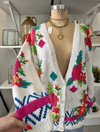 FLORAL KNITTED CARDIGAN