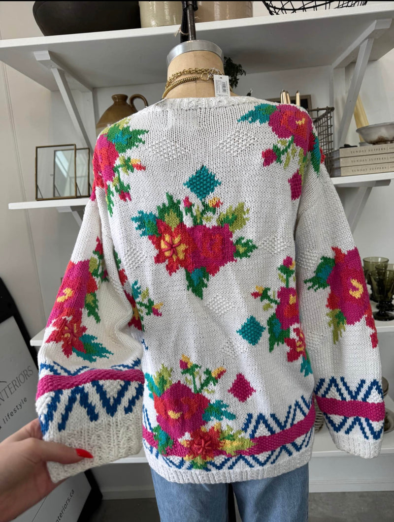 FLORAL KNITTED CARDIGAN