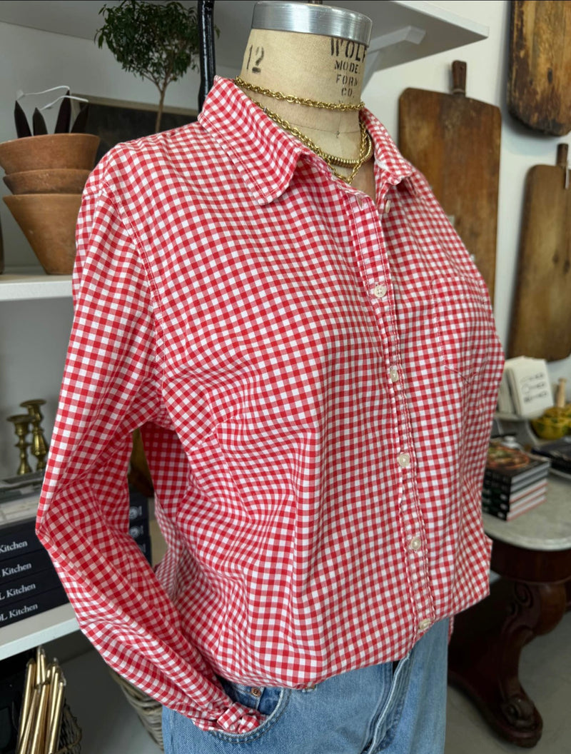GINGHAM BUTTON-UP