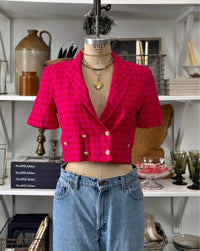 CROPPED GINGHAM BLAZER- ZARA