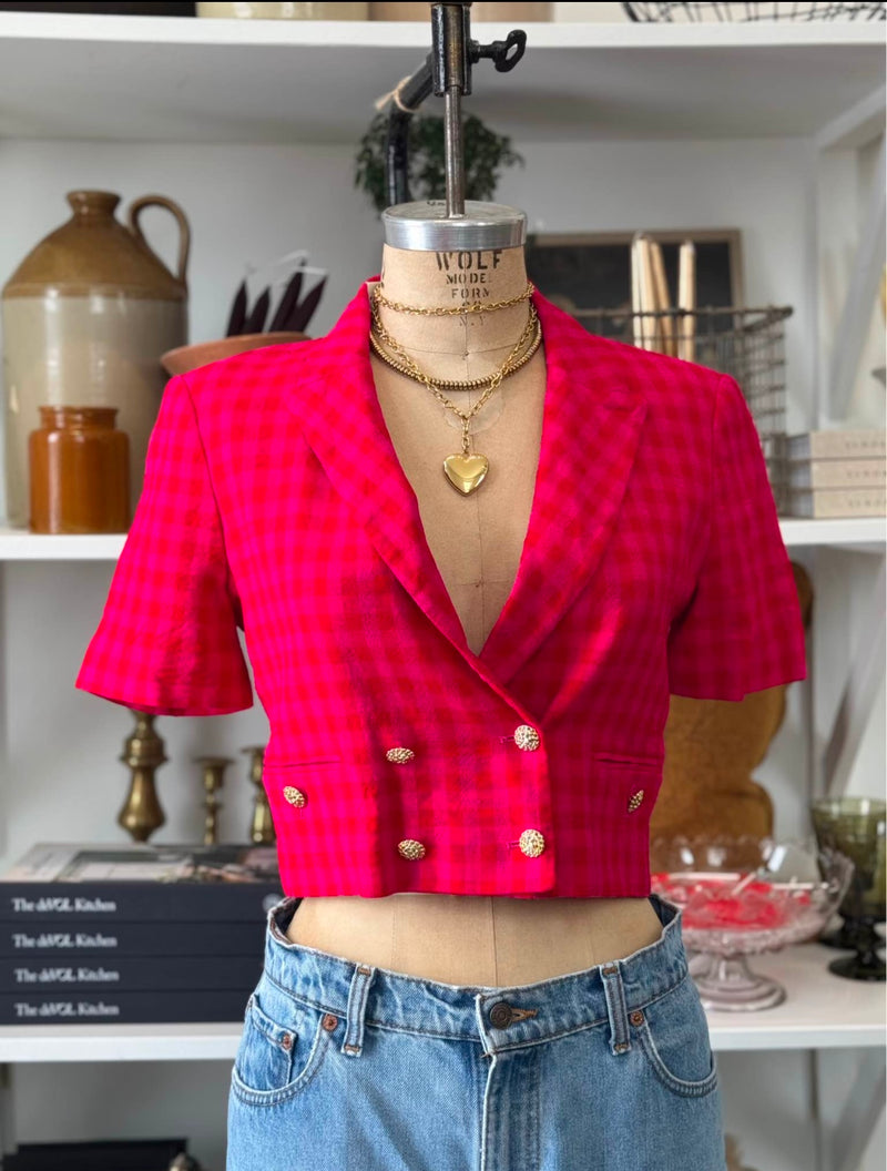 CROPPED GINGHAM BLAZER- ZARA