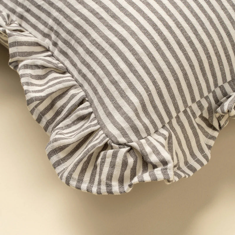 RUFFLE THIN STRIPE PILLOW GREY