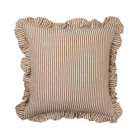 RUFFLE THIN STRIPE PILLOW BROWN