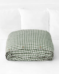 GREEN GINGHAM LINEN COVER SET