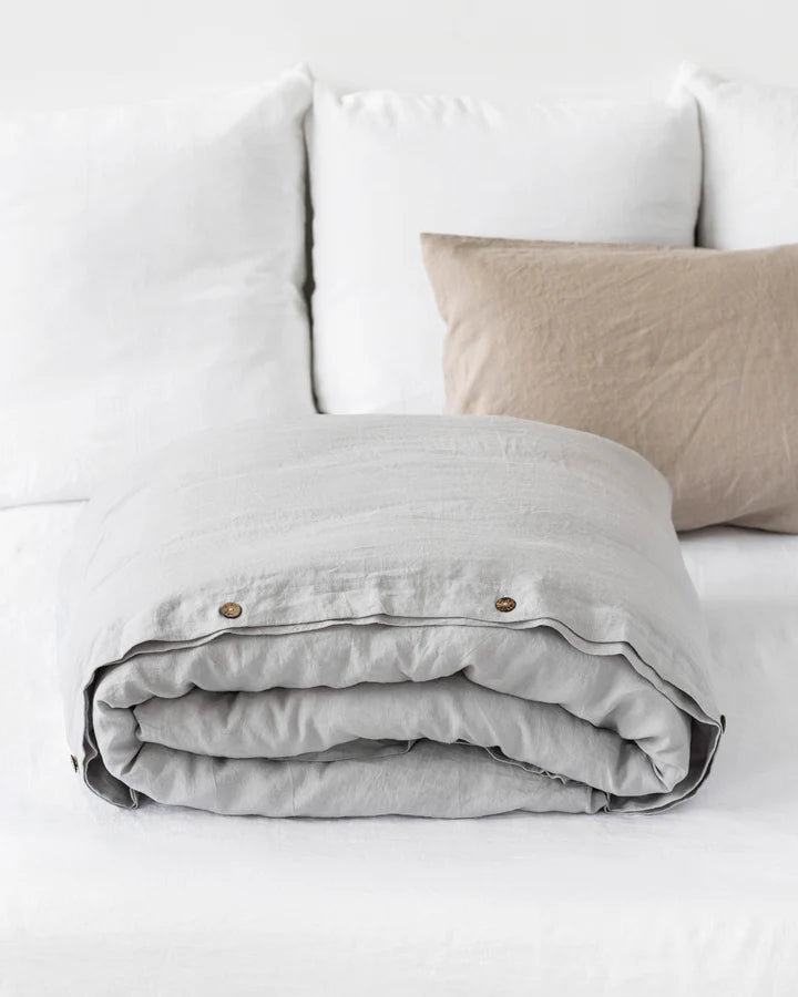 LIGHT GRAY LINEN DUVET COVER