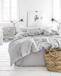 LIGHT GRAY LINEN DUVET COVER