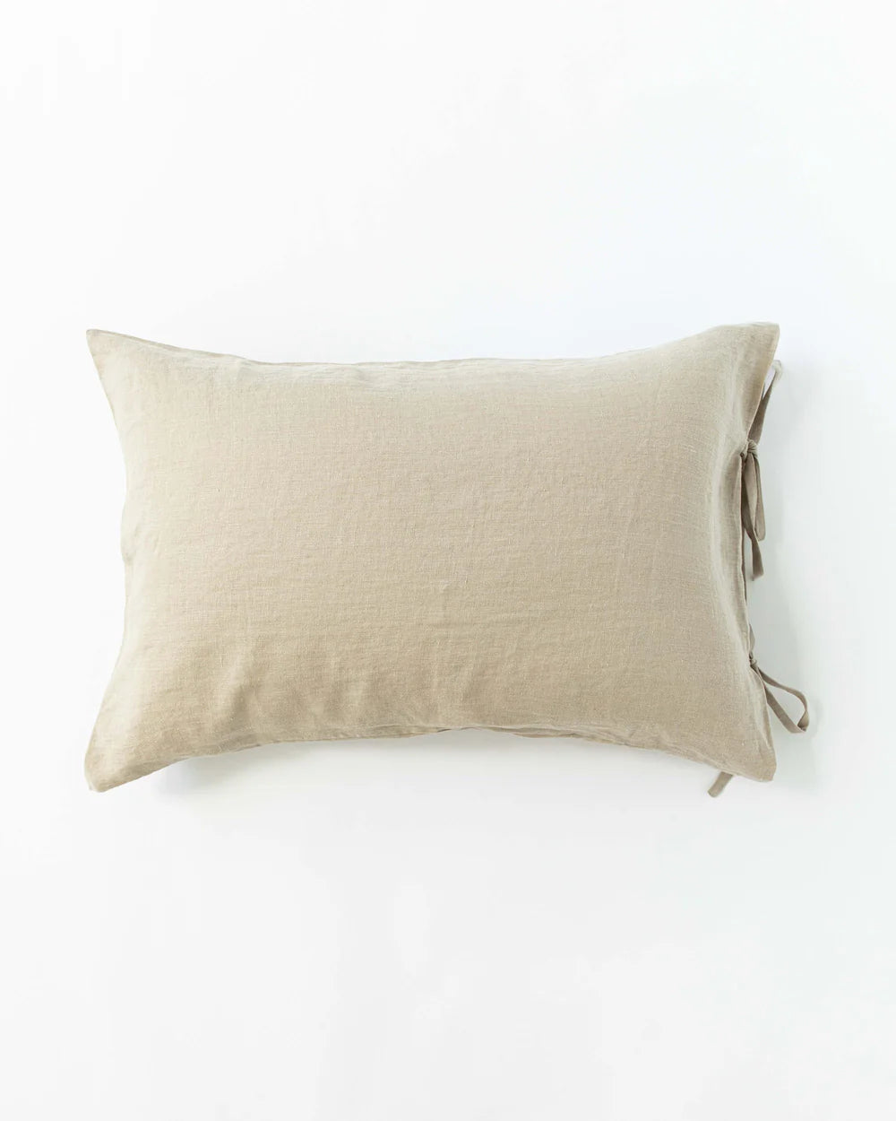 LINEN PILLOWCASE WITH TIES IN NATURAL LINEN