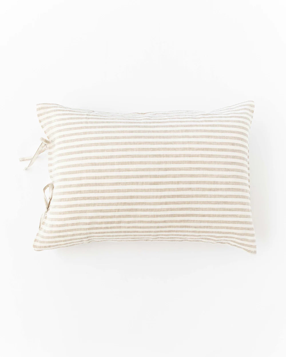 LINEN PILLOWCASE WITH TIES IN STRIPED IN NATURAL