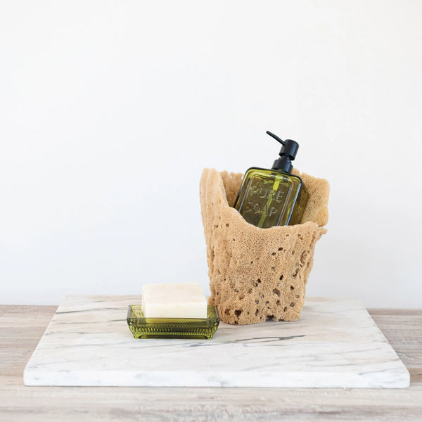 OLIVE PRESSED GLASS SOAP DISH