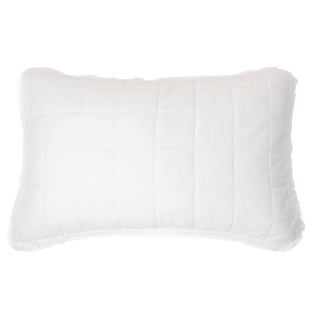 PENELOPE WHITE QUILTED LINEN SHAMS