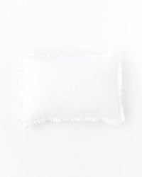 RUFFLE TRIM LINEN PILLOW SHAM IN WHITE