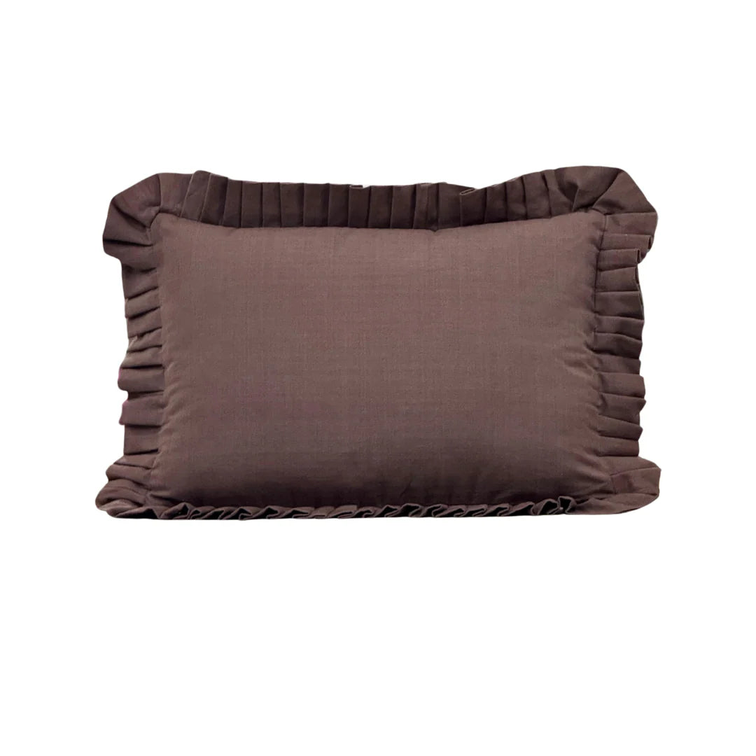 BROWN RUFFLE LUMBAR PILLOW