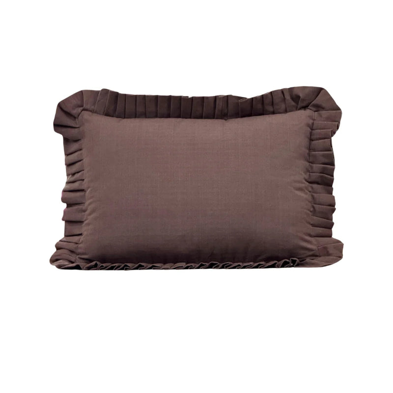 BROWN RUFFLE LUMBAR PILLOW
