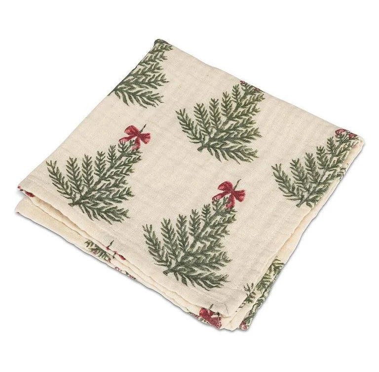 CHRISTMAS  TREE W/BOWS COTTON NAPKIN