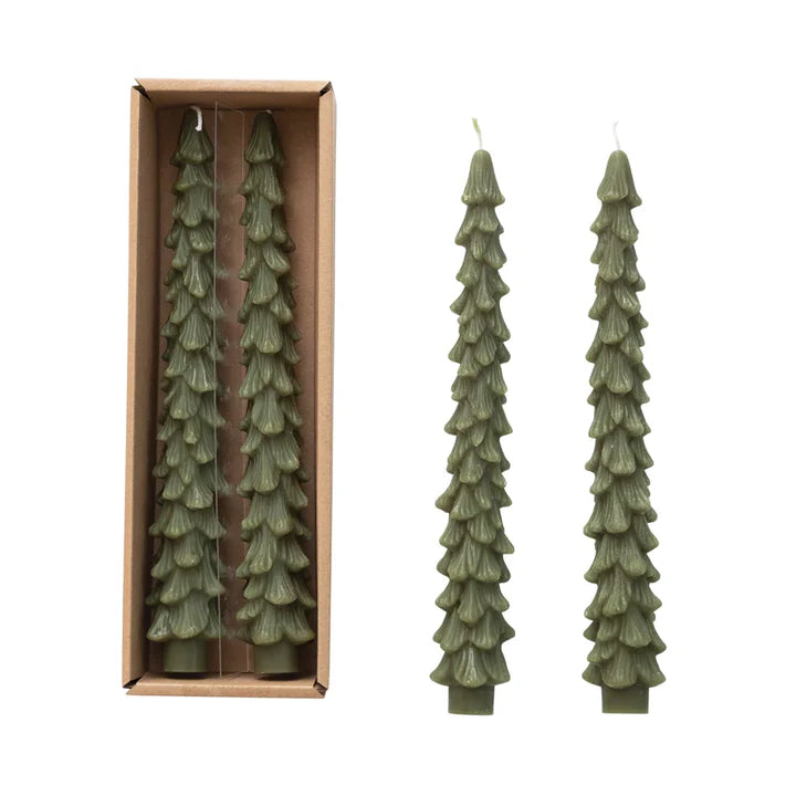 UNSCENTED TREE TAPER CANDLE GREEN