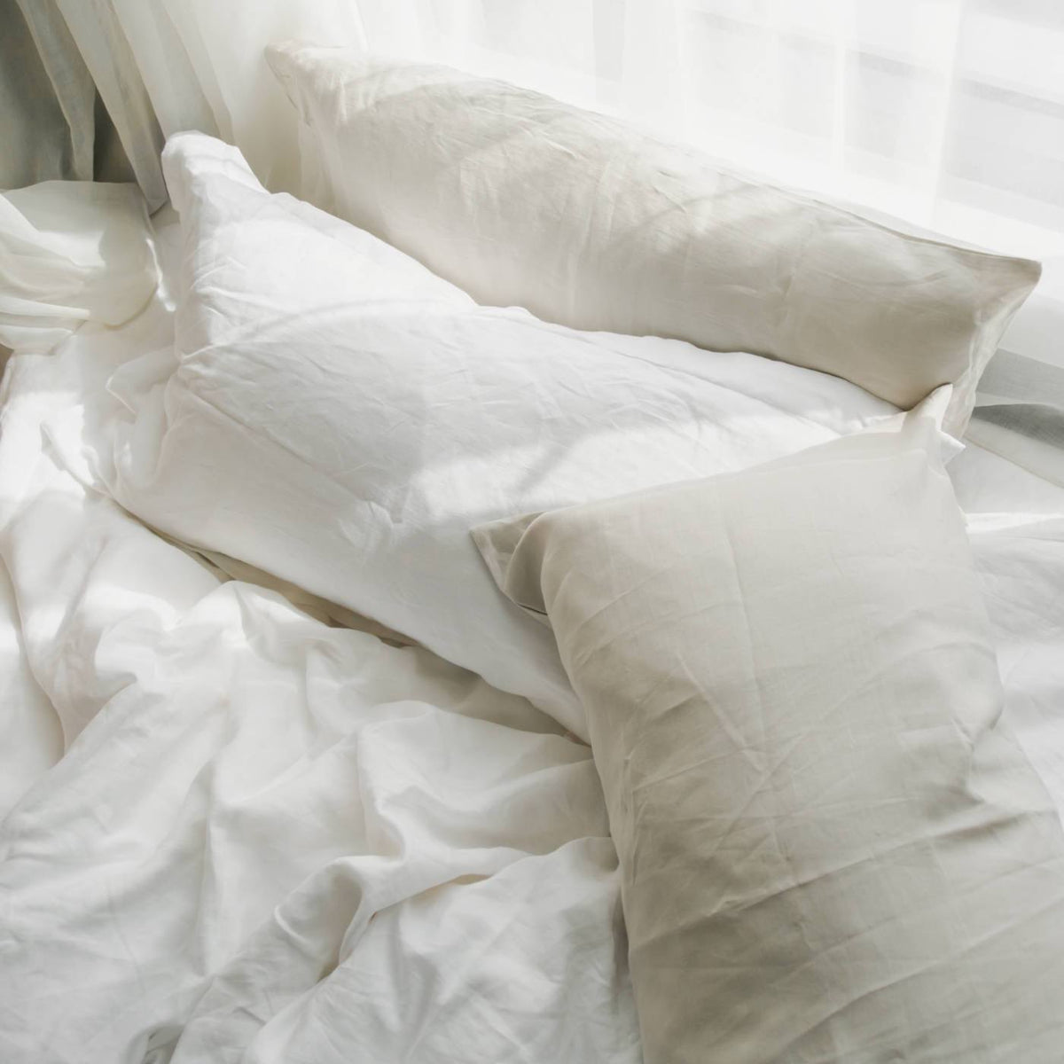 If Only Home      White French Linen Pillowcases (Pair)