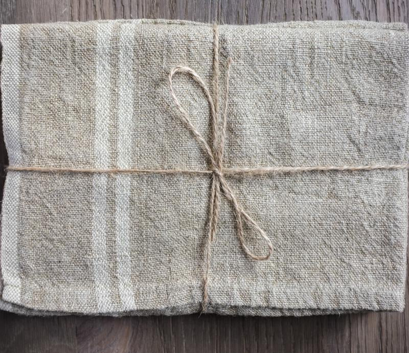 Vintage Linen Natural/Ivory Tea Towel