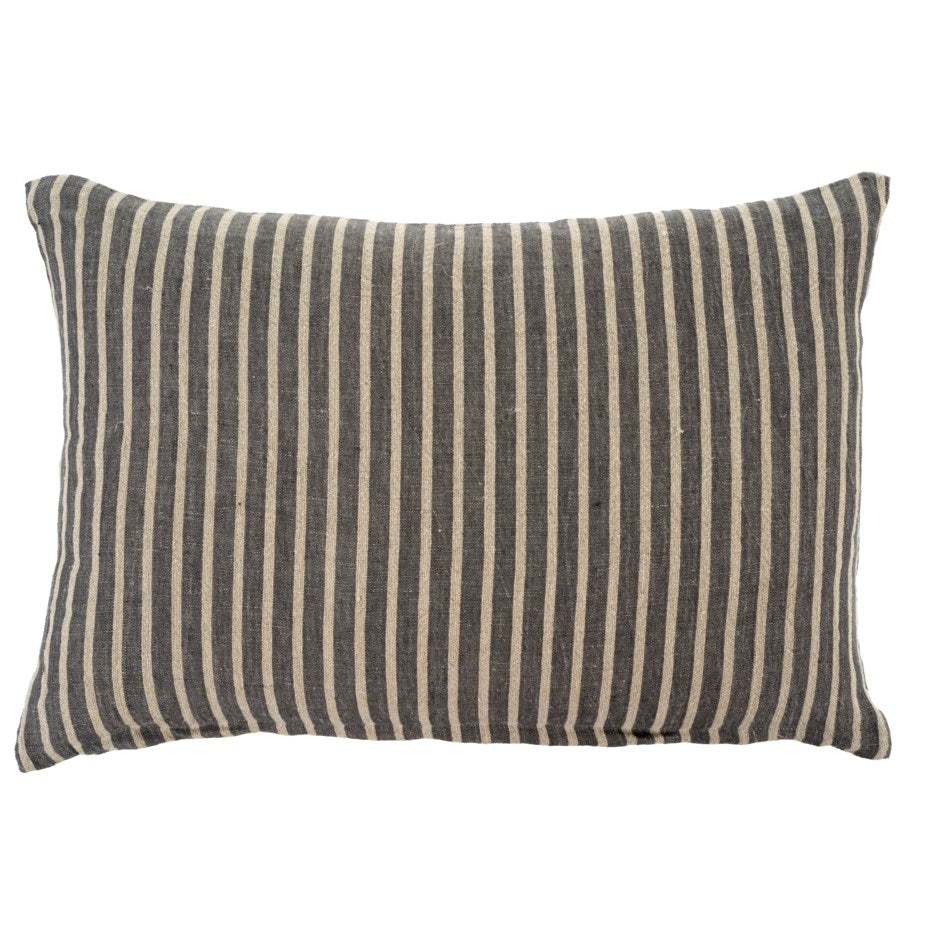 16x24 Pinstripe Linen Pillow, Grey